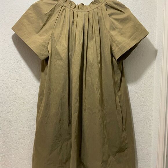Sea New York  mini dress pleated tie back accent size 6 virgin wool linen nylon - Picture 3 of 10